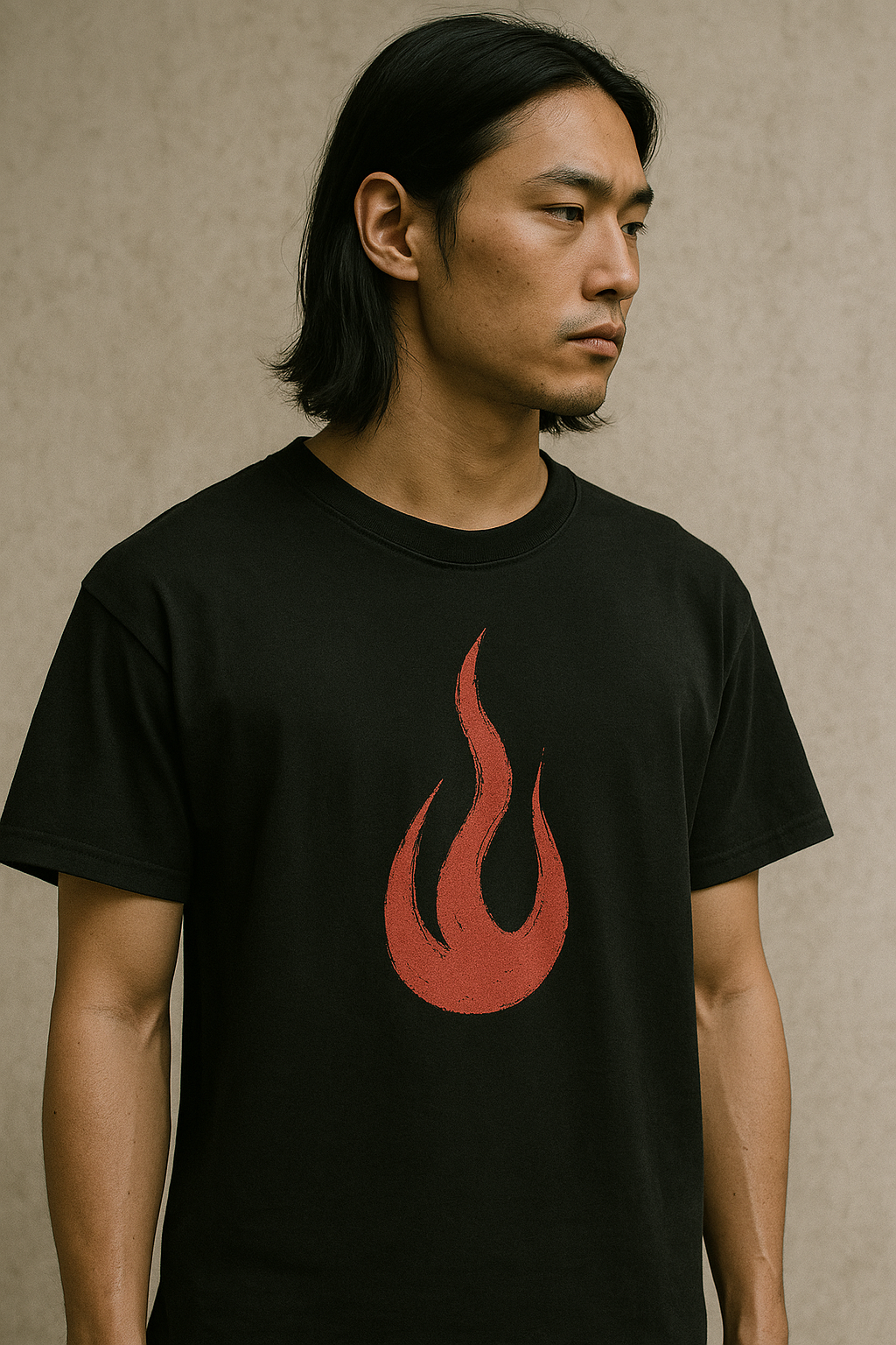Black Sumi-Style T-Shirt “Flames of Fortune”