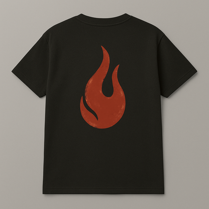 Black Sumi-Style T-Shirt “Flames of Fortune”