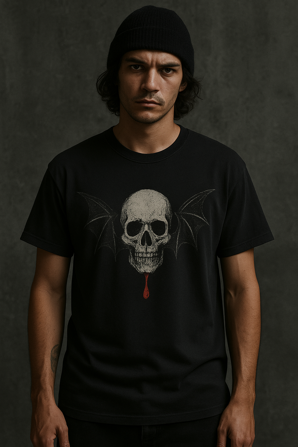 Black Sumi-Style “Vampire Skull” T-Shirt