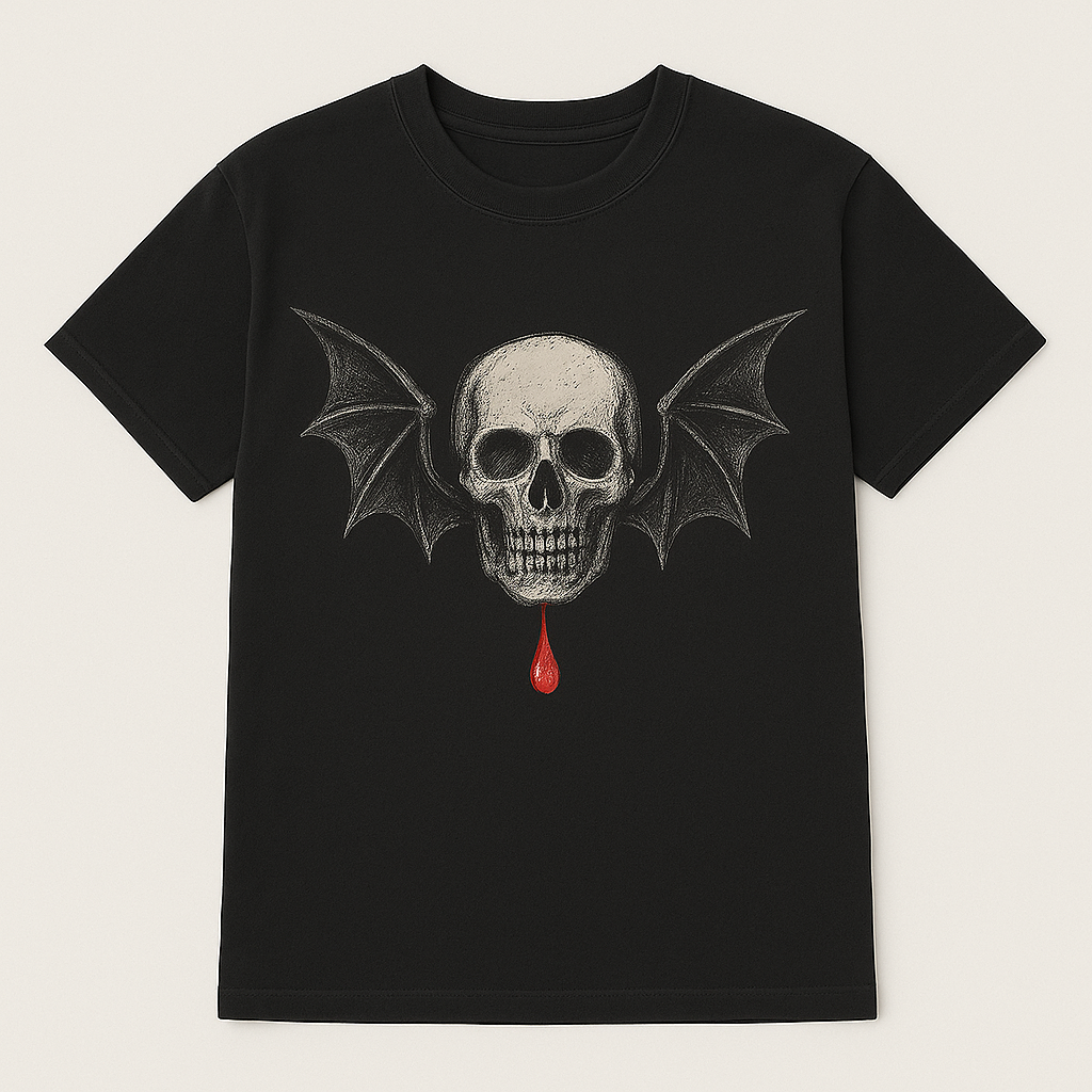 Black Sumi-Style “Vampire Skull” T-Shirt