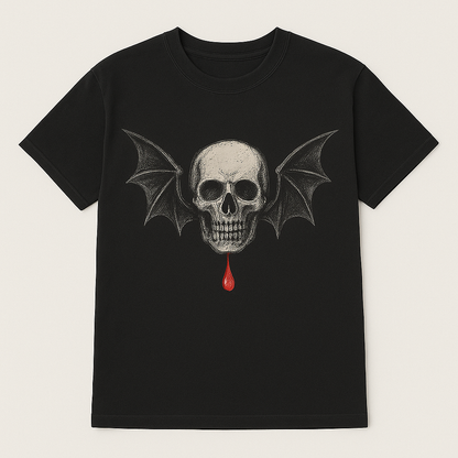 Black Sumi-Style “Vampire Skull” T-Shirt
